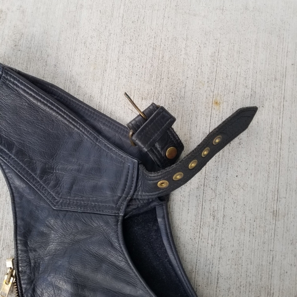 Heavy duty black leather chaps - Picture 3 of 4